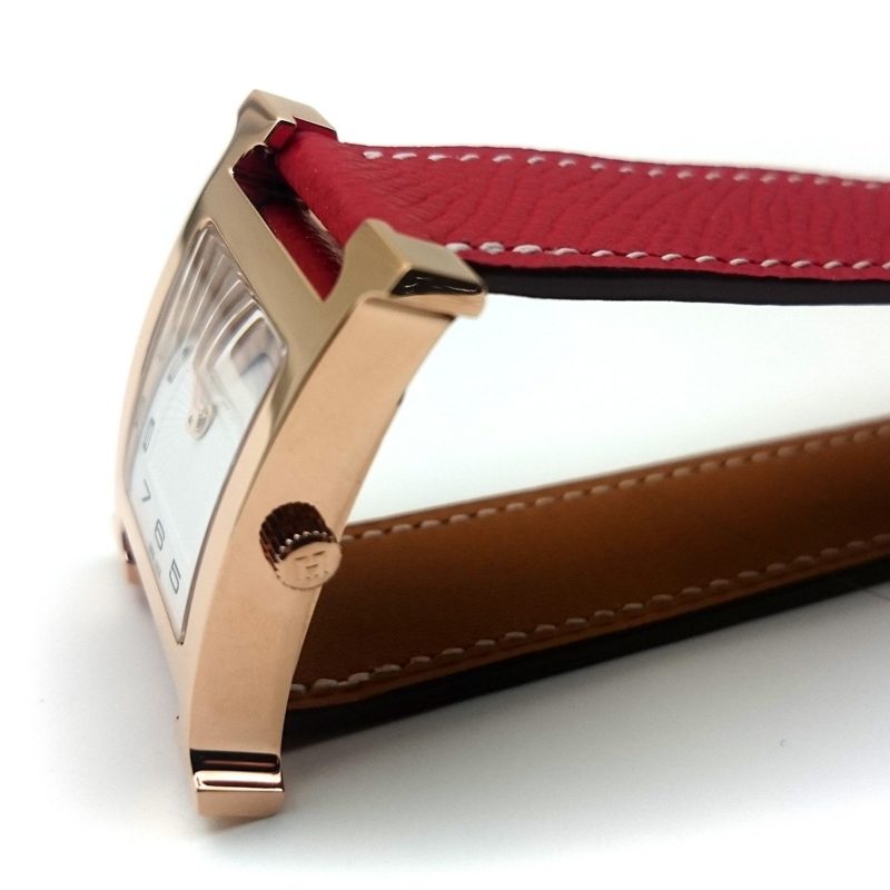 Heure H Rose Gold on Red Epsom Leather Strap