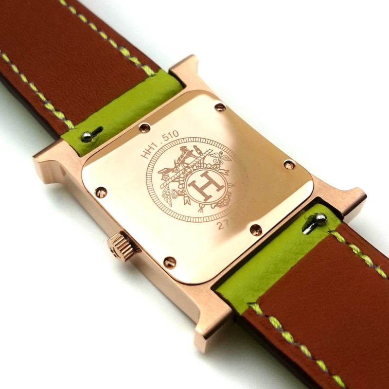 Heure H Rose Gold on Green Fjord Leather Strap