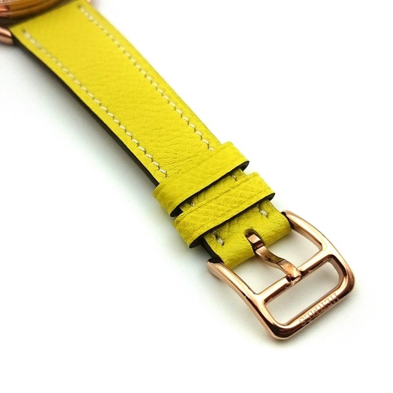 Arceau Petite Rose Gold with Diamond Bezel on Yellow Epsom Leather Strap