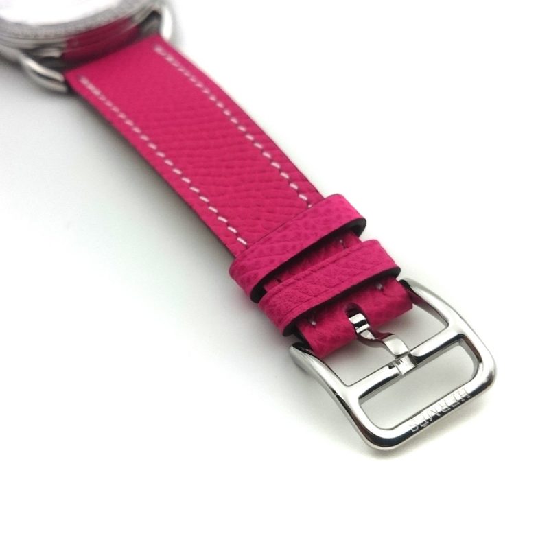 Arceau Petite Steel with Diamond Bezel on Pink Epsom Leather Strap