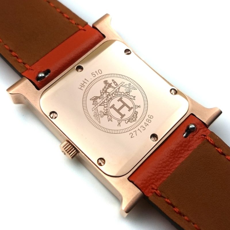 Heure H Rose Gold with Diamond Markers on Vermilion Epsom Leather Strap