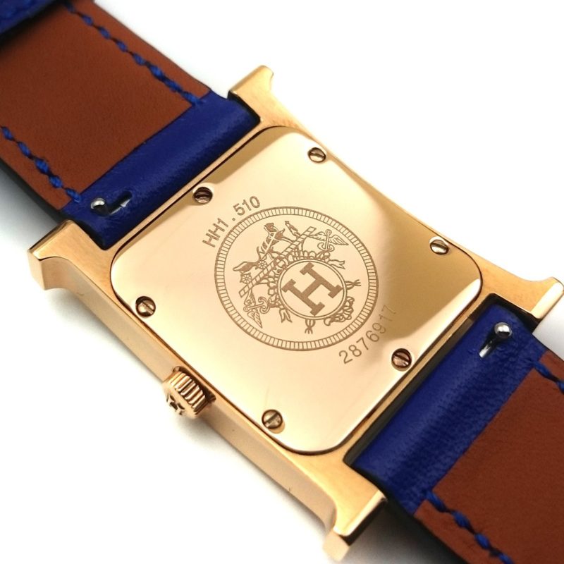 Heure H Rose Gold with Diamond Markers on Blue Fjord Leather Strap