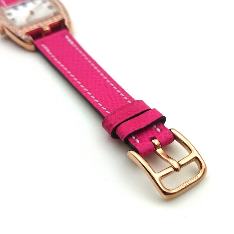 Cape Cod Tonneau Rose Gold with Diamond Bezel on Pink Epsom Leather Strap