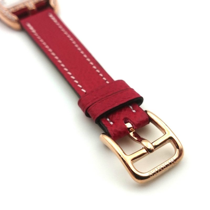 Cape Cod Tonneau Rose Gold with Diamond Bezel on Red Epsom Leather Strap