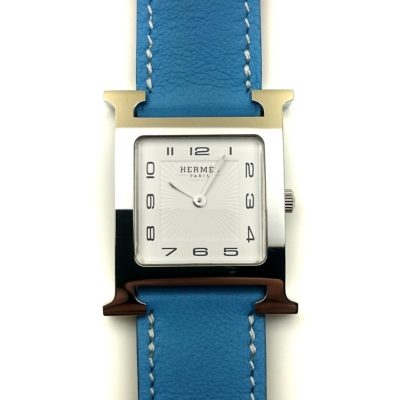 Heure H Steel on Light Blue Fjord Leather Strap