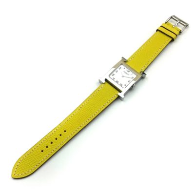 Heure H Steel with Diamond Markers on Yellow Epsom Leather Strap