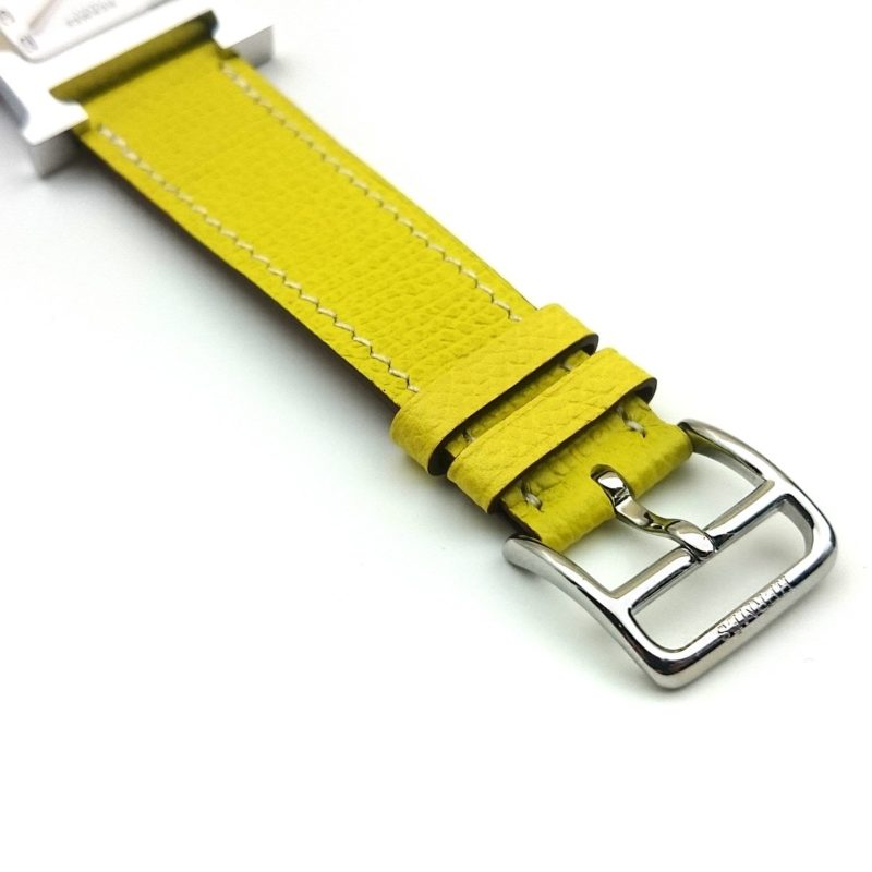Heure H Steel with Diamond Markers on Yellow Epsom Leather Strap