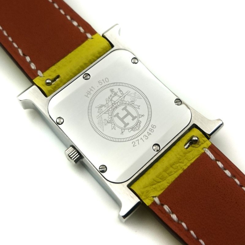Heure H Steel with Diamond Bezel and Markers on Yellow Epsom Leather Strap