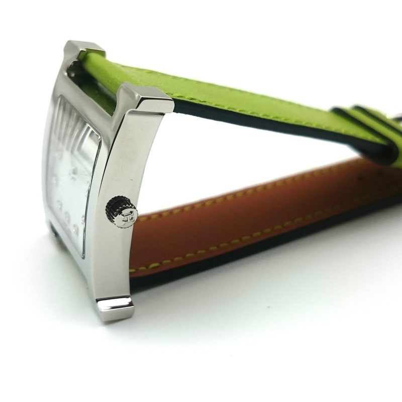 Heure H Steel with Diamond Markers on Green Fjord Leather Strap