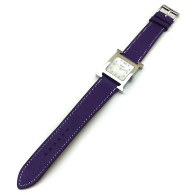 Heure H Steel with Diamond Markers on Violet Fjord Leather Strap