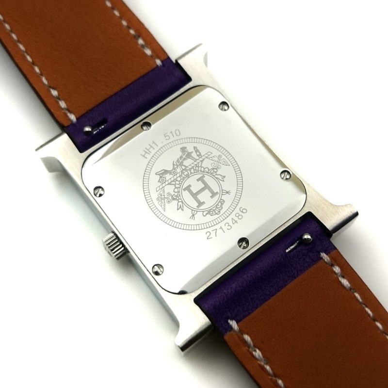 Heure H Steel with Diamond Bezel and Markers on Purple Epsom Leather Strap