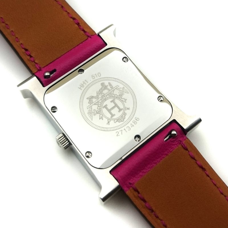 Heure H Steel with Diamond Markers on Pink Fjord Leather Strap