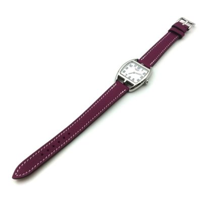 Cape Cod Tonneau Steel on Violet Epsom Leather Strap