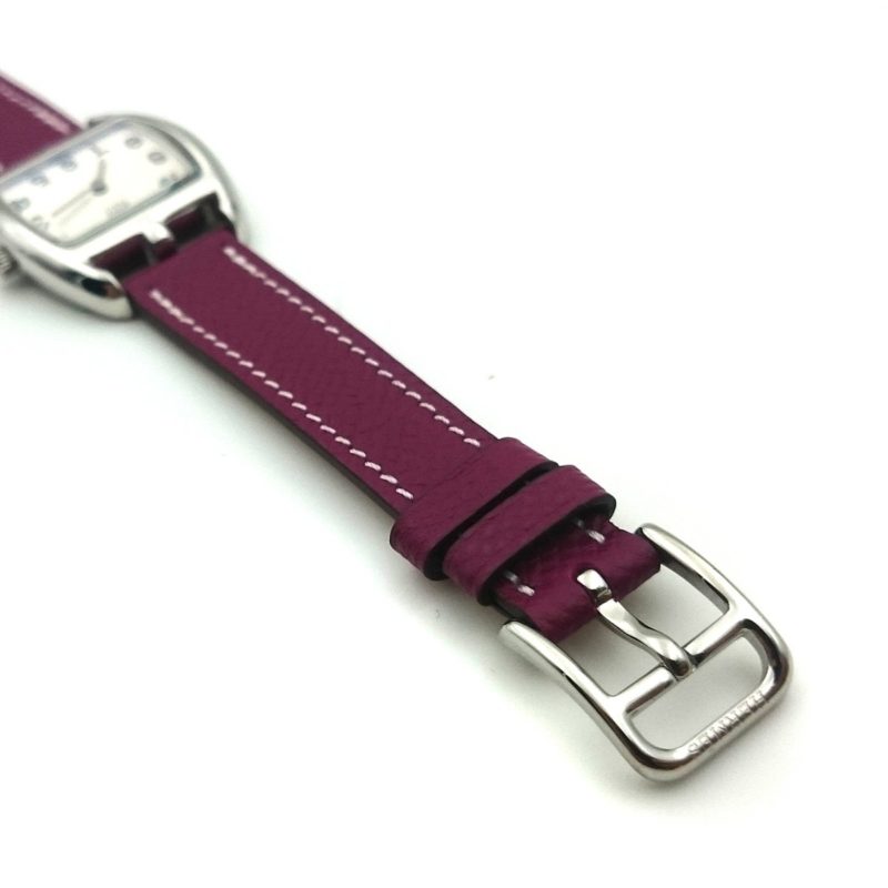Cape Cod Tonneau Steel on Violet Epsom Leather Strap