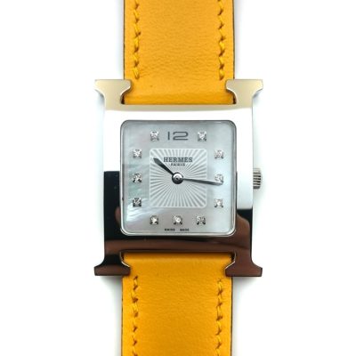 Heure H Steel with Diamond Markers on Amber Fjord Leather Strap