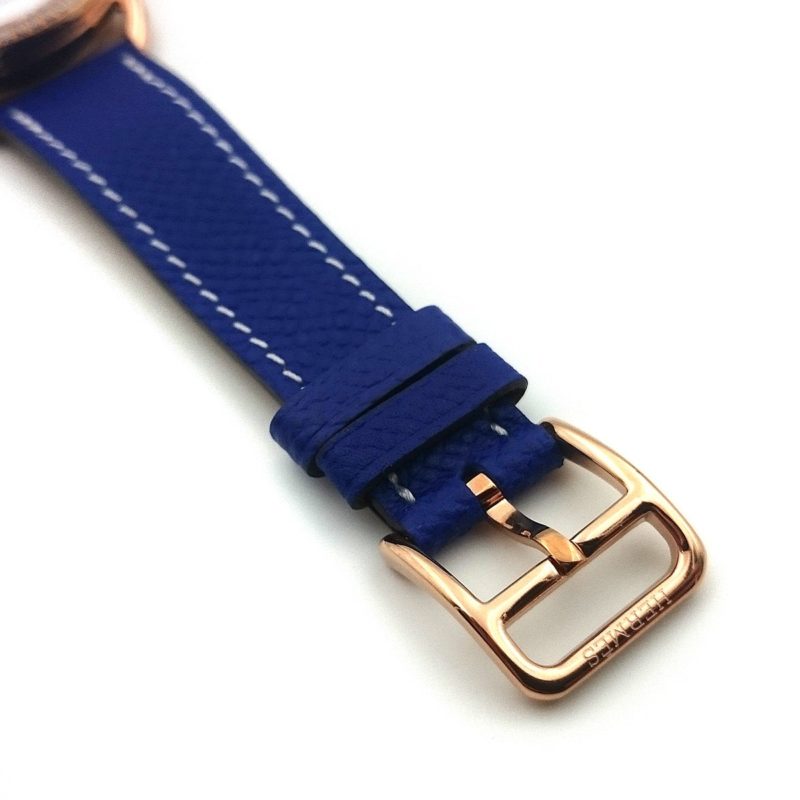 Arceau Rose Gold with Diamond Bezel on Blue Epsom Leather Strap