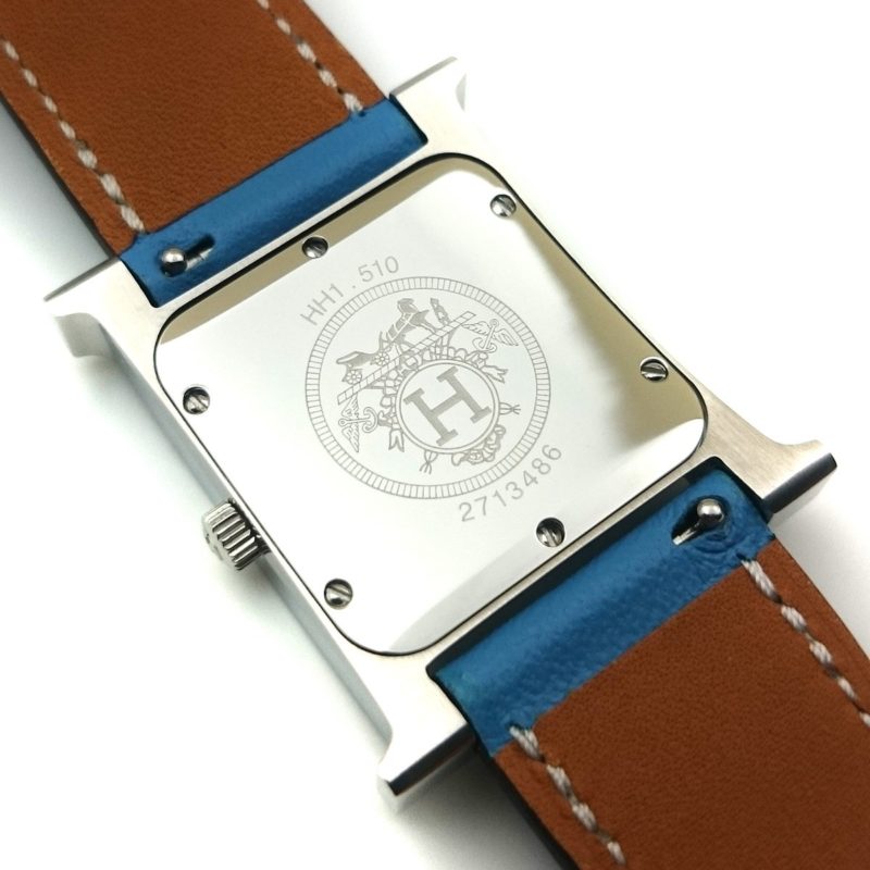 Heure H Steel with Diamond Bezel and Markers on Light Blue Epsom Leather Strap