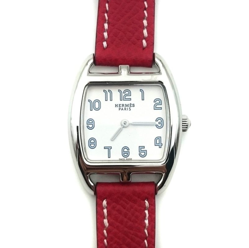 Cape Cod Tonneau Steel on Red Epsom Leather Strap