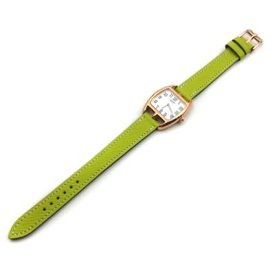 Cape Cod Tonneau Rose Gold on Green Epsom Leather Strap
