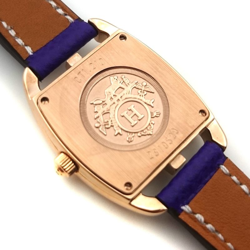 Cape Cod Tonneau Rose Gold on Purple Epsom Leather Strap
