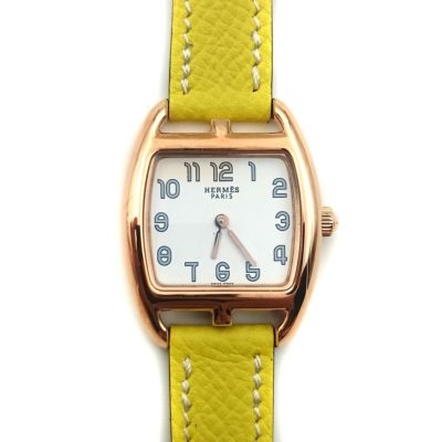 Cape Cod Tonneau Rose Gold on Yellow Epsom Leather Strap