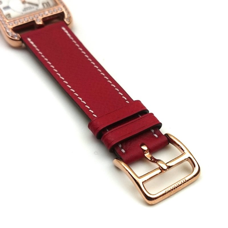 Cape Cod GM Quartz Rose Gold with Diamond Bezel on Red Epsom Leather Strap