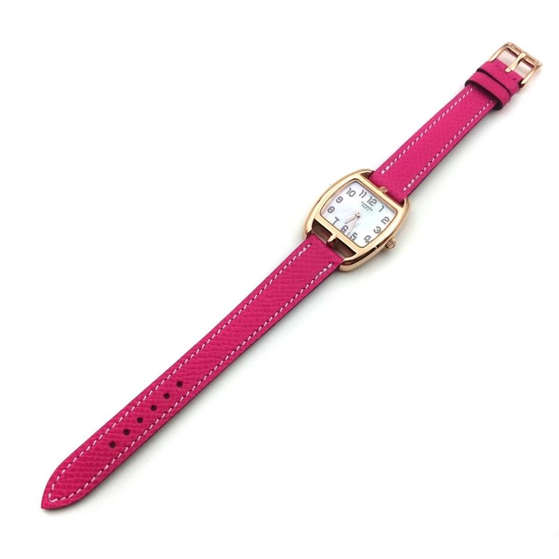 Cape Cod Tonneau Rose Gold on Pink Epsom Leather Strap