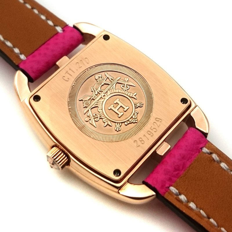 Cape Cod Tonneau Rose Gold on Pink Epsom Leather Strap