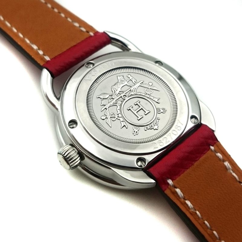Arceau Steel on Red Epsom Leather Strap