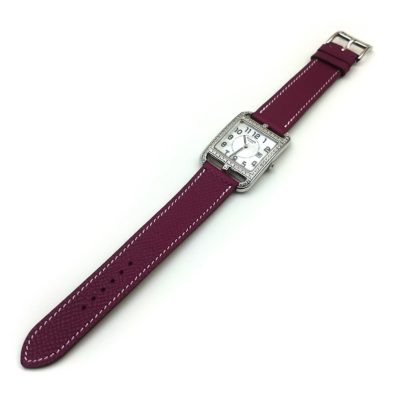 Cape Cod Steel with Diamond Bezel on Violet Epsom Leather Strap