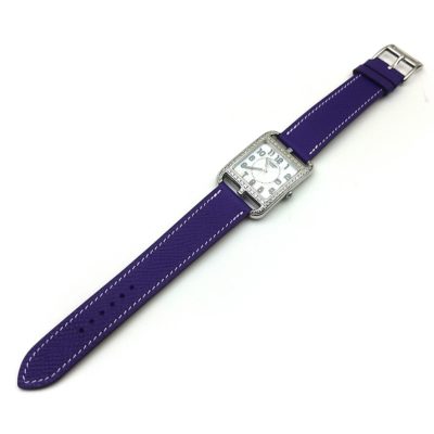 Cape Cod Steel with Diamond Bezel on Purple Epsom Leather Strap
