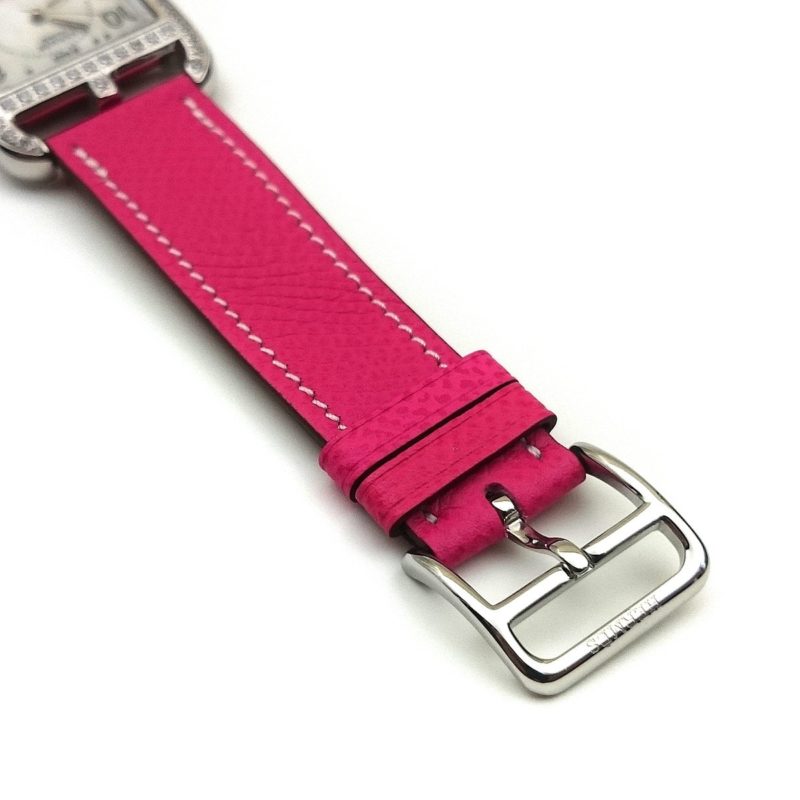 Cape Cod Steel with Diamond Bezel on Pink Epsom Leather Strap