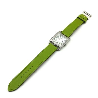 Cape Cod Steel with Diamond Bezel on Green Fjord Leather Strap