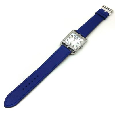 Cape Cod Steel with Diamond Bezel on Blue Fjord Leather Strap