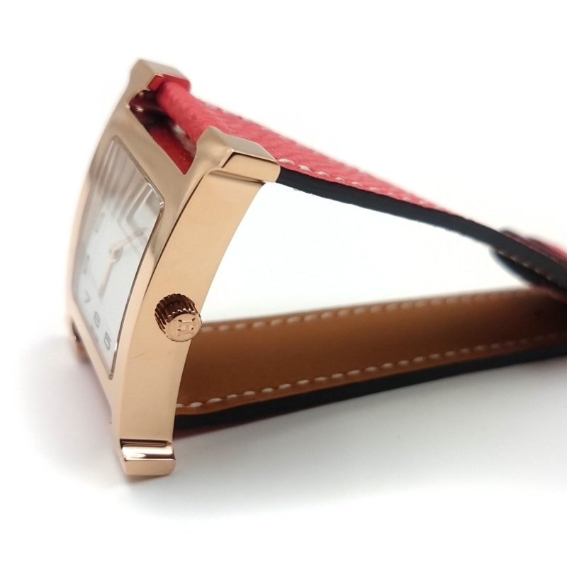 Heure H Rose Gold on Vermilion Epsom Leather Strap