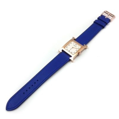 Heure H Rose Gold on Blue Fjord Leather Strap