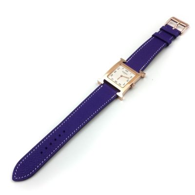 Heure H Rose Gold on Purple Epsom Leather Strap