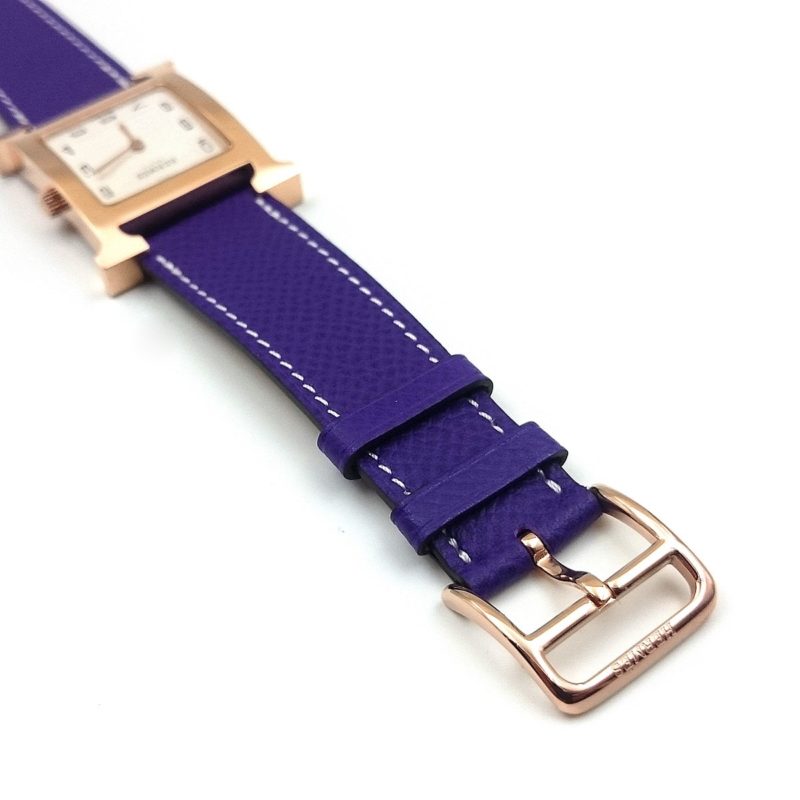 Heure H Rose Gold on Purple Epsom Leather Strap