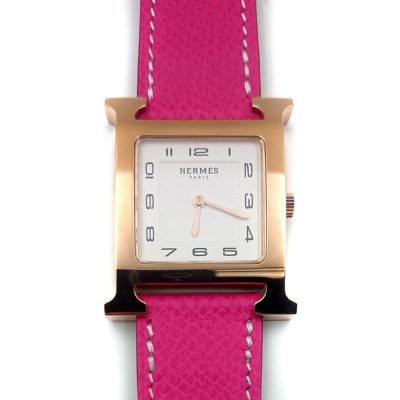 Heure H Rose Gold on Pink Epsom Leather Strap
