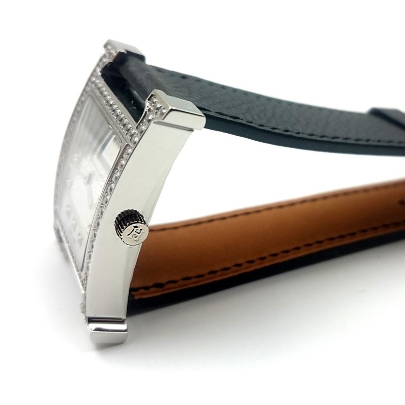 Heure H Steel with Diamond Bezel and Markers on Black Epsom Leather Strap