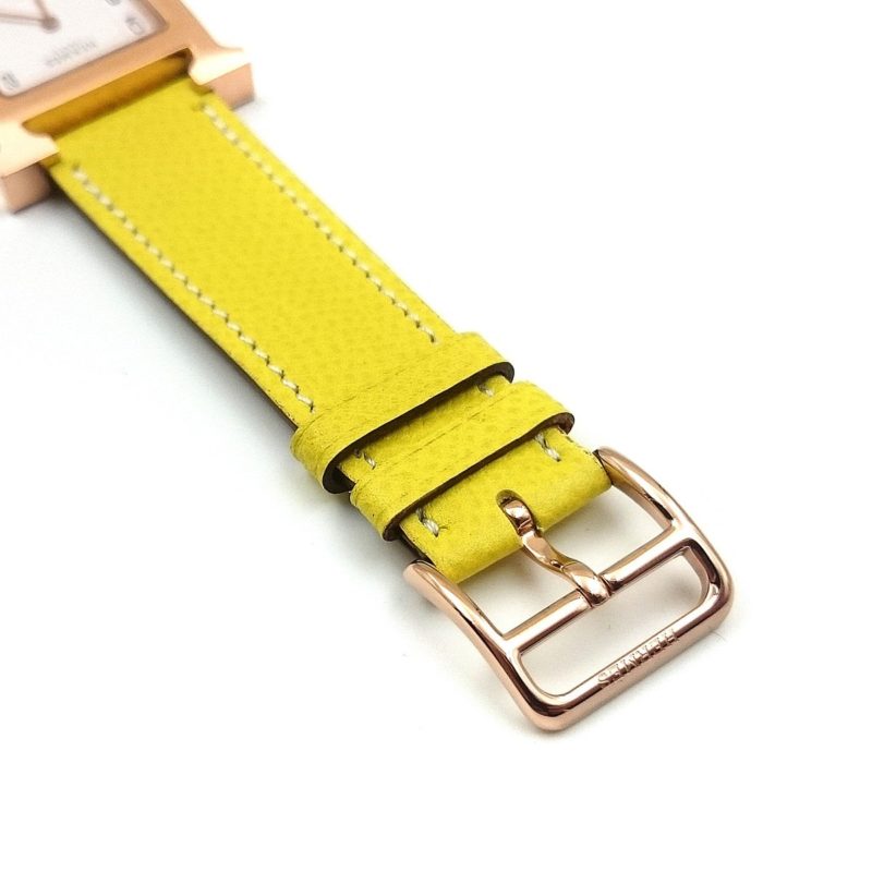 Heure H Rose Gold on Yellow Epsom Leather Strap