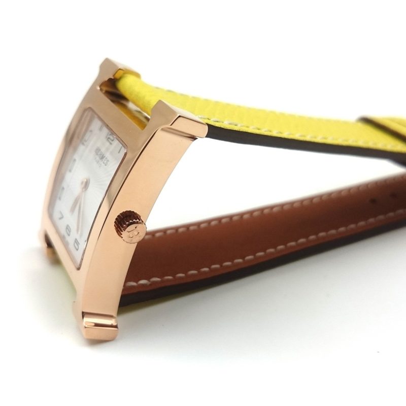 Heure H Rose Gold on Yellow Epsom Leather Strap
