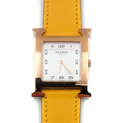 Heure H Rose Gold on Yellow Fjord Leather Strap