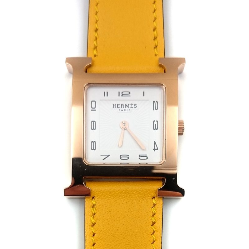 Heure H Rose Gold on Yellow Fjord Leather Strap