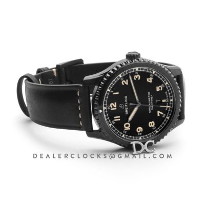 Navitimer 8 Automatic 41 Black Dial in PVD on Black Leather Strap