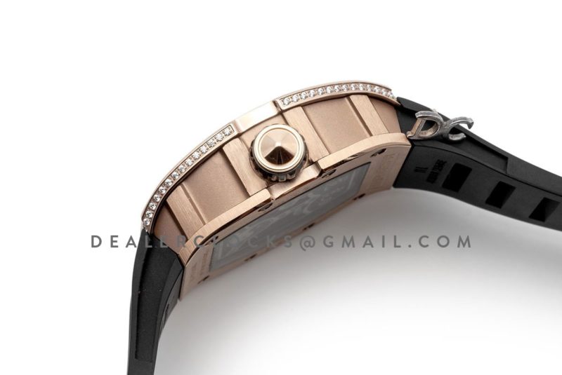 RM 051-01 Tourbillion Tiger and Dragon in Rose Gold with Diamond Bezel on Black Rubber Strap