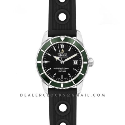 Superocean Heritage II B20 Automatic in Black Dial with Green Bezel on Rubber Strap
