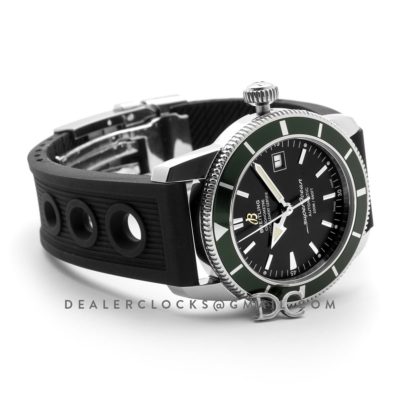 Superocean Heritage II B20 Automatic in Black Dial with Green Bezel on Rubber Strap