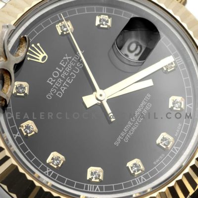 Datejust II 116333 Black Dial in Yellow Gold/Steel with Diamond Markers