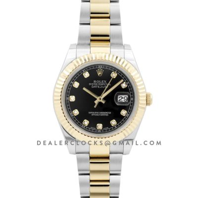 Datejust II 116333 Black Dial in Yellow Gold/Steel with Diamond Markers